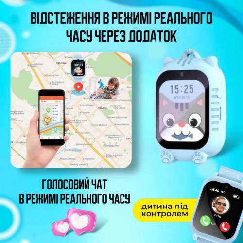 Смарт годинник дитячий A1 з відеодзвінком HD-камерою та GPS 2 змінних корпуса в комплекті Блакитний (KW2-A1-Blue)