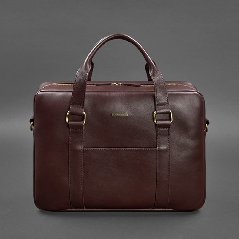 Шкіряна сумка для ноутбука і документів бордова BlankNote