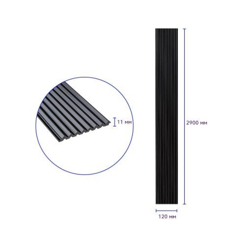 Декоративна стінова рейка Sticker Wall PS Чорний 2900x120x11 мм (SW-00002148)