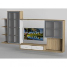 Стінка в вітальню Тиса Мебель Вітальня-205 Сонома Білий 1520x300x2160 мм