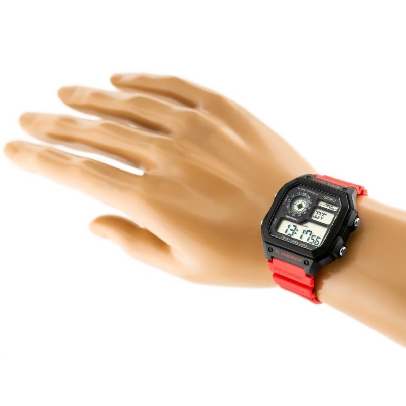 Годинник спортивний водостійкий SKMEI 1299 чорний з червоним (IBW874BR)