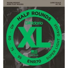 Струни для бас-гітари D'Addario ENR70 Nickel Half Rounds Wound Super Light Bass Strings 40/95