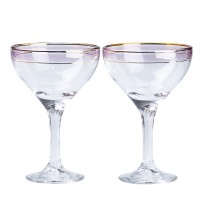 Набір бокалів для коктейлів фігурних TS Kitchen на високій ніжці 2 штуки по 290 мл рожевий (HP546)