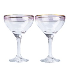 Набір бокалів для коктейлів фігурних TS Kitchen на високій ніжці 2 штуки по 290 мл рожевий (HP546)