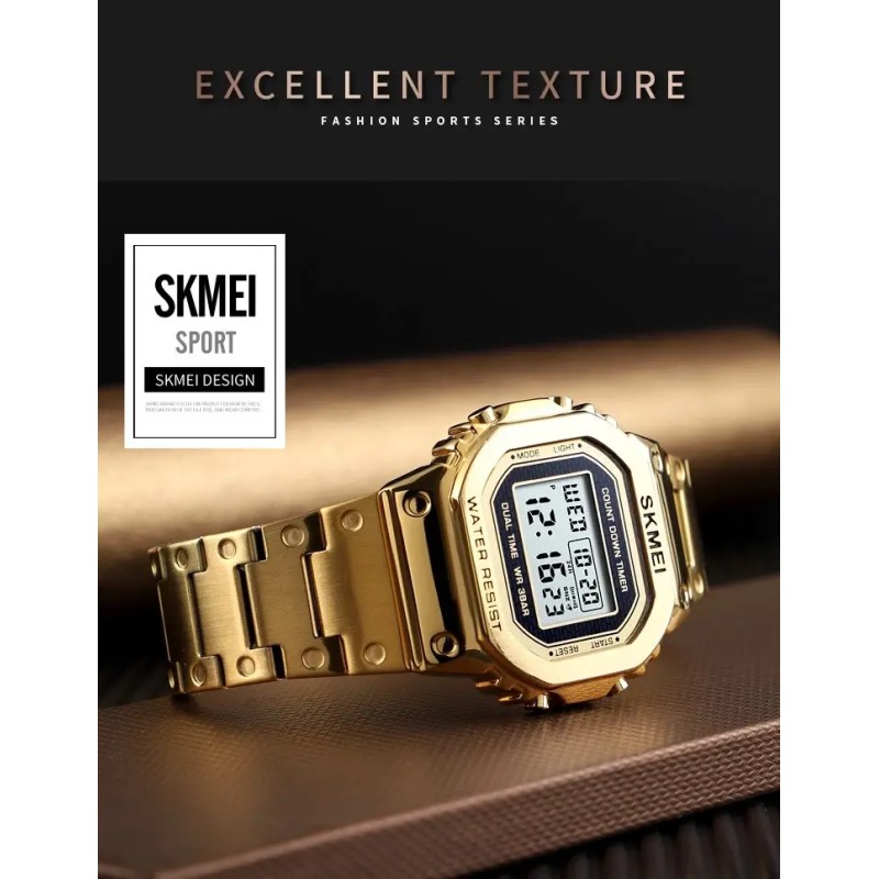 Чоловічий наручний годинник Skmei 1456 Singapore Золотистий
