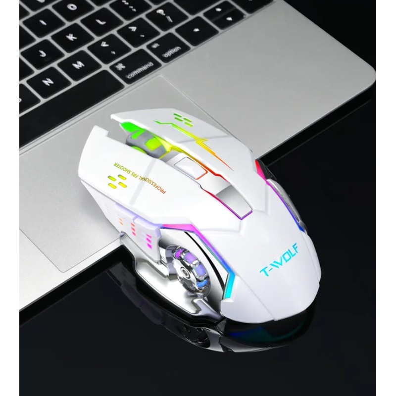 Миша бездротова, безшумна ігрова T-Wolf Q13 з акумулятором та підсвічуванням 2,4G+Bluetooth