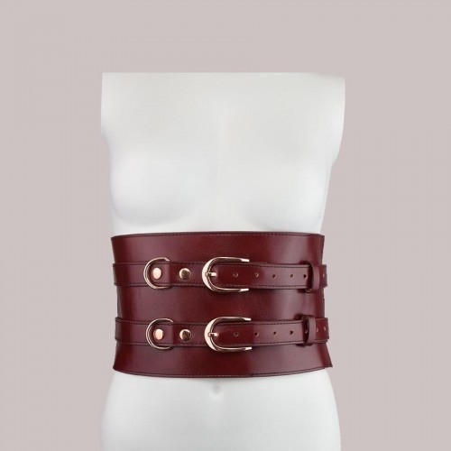 Шкіряний пояс для бондажу Liebe Seele Wine Red Waist Cuff S Size в інтернет супермаркеті PbayMarket!