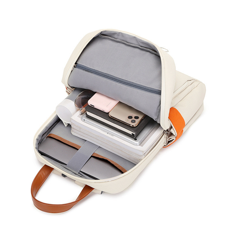 Рюкзак жіночий міський тканинний з відділом для ноутбука iBag Молочний (IBR199O)