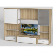 Стінка в вітальню Тиса Мебель Вітальня-117 Сонома Білий 1600x450x2380 мм
