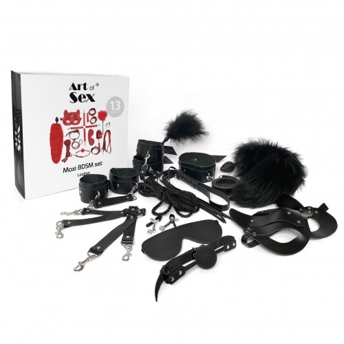 Набір Art of Sex - Maxi BDSM Set Leather, 13 предметів, натуральна шкіра, Чорний в інтернет супермаркеті PbayMarket!