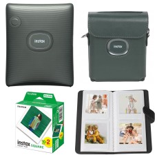 Подарунковий набір фотопринтер Fujifilm Instax SQ Link/Фотопапір 20 шт/Чохол/Фотоальбом на 80 фото Зелений