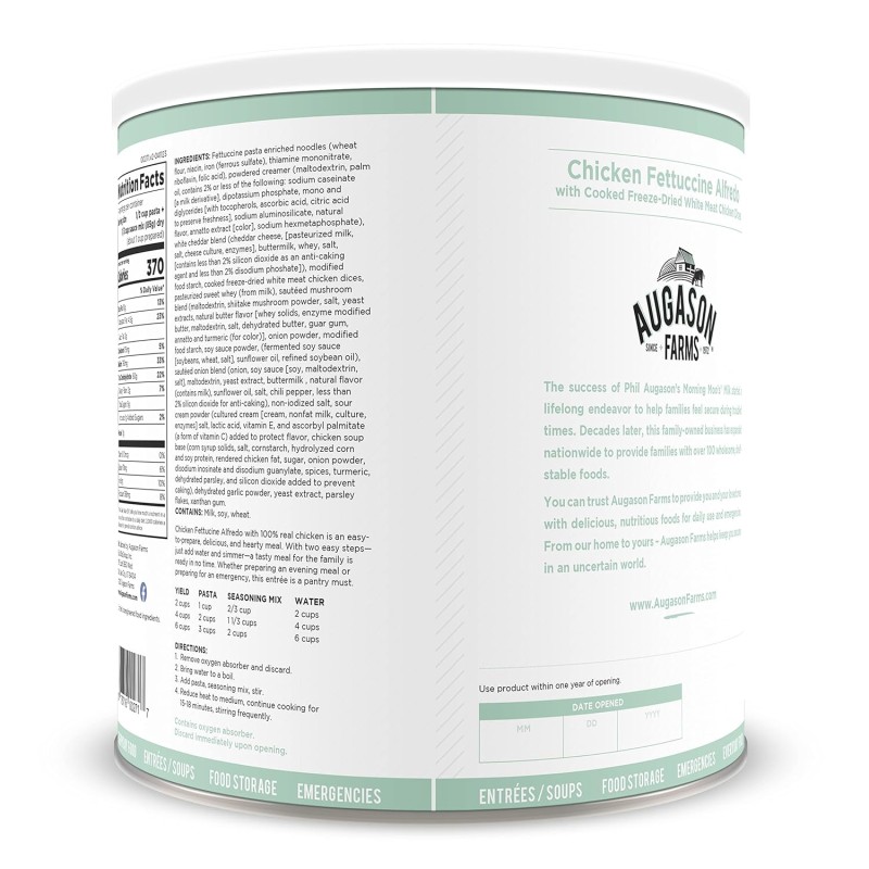 Фетучіні Альфредо зі шматочками курки з великим терміном придатності 25 років Augason Farms, 14 порцій