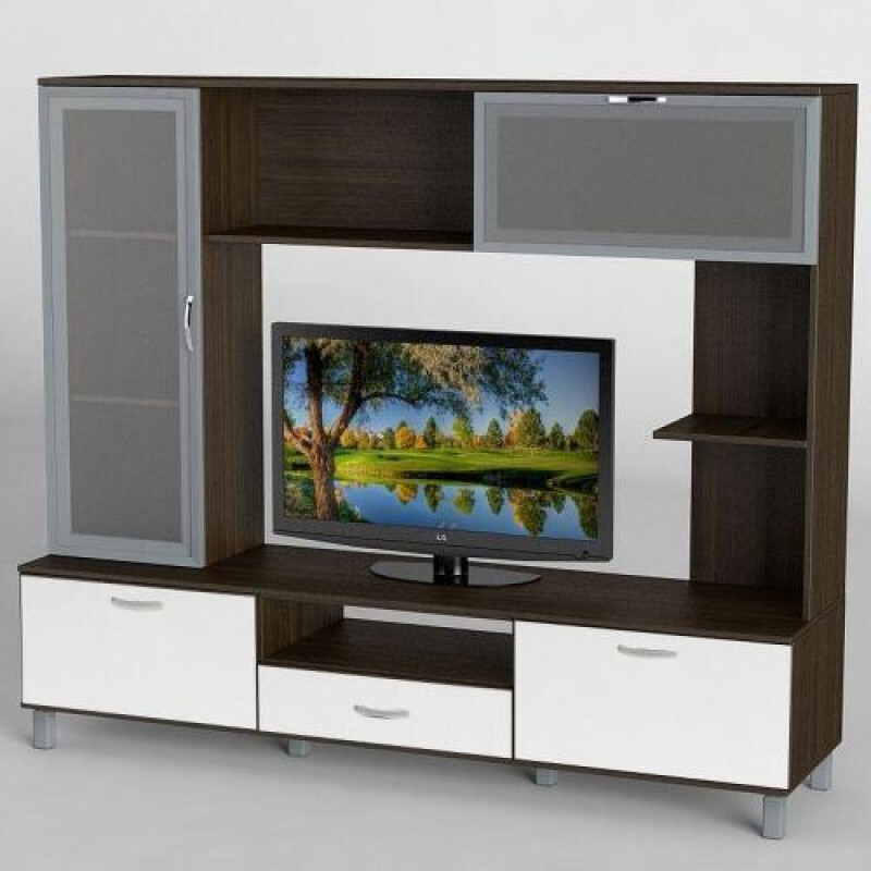 Стінка в вітальню Тиса Мебель Вітальня-35 Венге Білий 1600x450x1800 мм