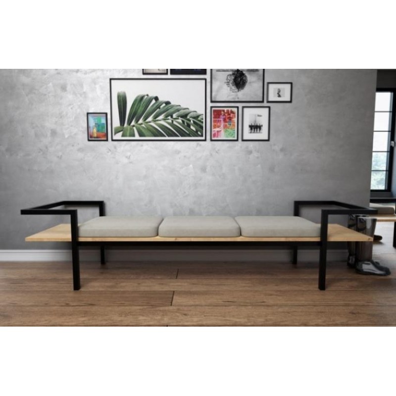 Банкетка - пуф для передпокою в стилі Loft NS-121 500x1600x450 мм Черный