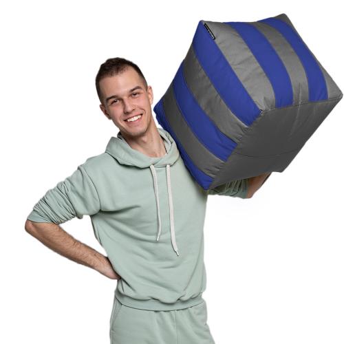 Пуф Кубик Смугастий Оксфорд 40х40 Студія Комфорту Сірий + Синій Пуф Кубик Смугастий Оксфорд 40х40 Студія Комфорту Сірий + Синій