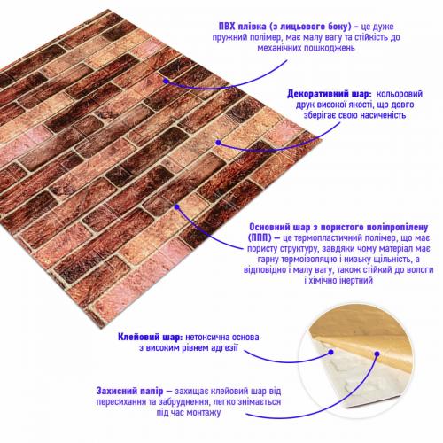 Панель стінова 3D Sticker Wall 700х770х3 мм Коричнево-бежевий 179-3 (D) SW-00001771 Панель стінова 3D Sticker Wall 700х770х3 мм Коричнево-бежевий 179-3 (D) SW-00001771