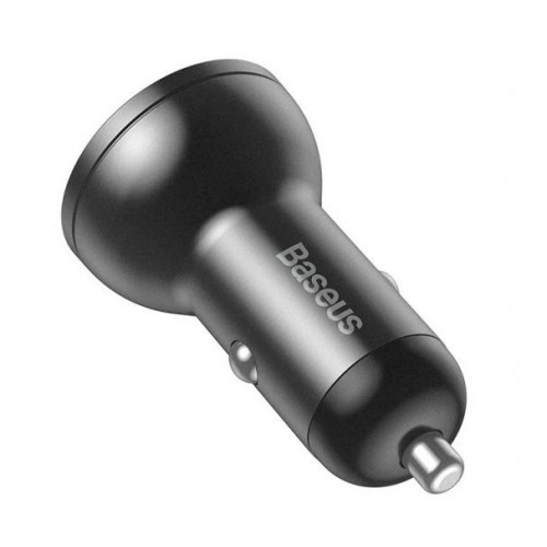 Адаптер автомобільний BASEUS Digital Display Dual USB 2USB, 4.8A, 24W, сріблястий