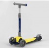 Самокат триколісний Best Scooter складане алюмінієве кермо, 3 колеса PU зі світлом Black/Yellow (102033)