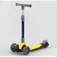 Самокат триколісний Best Scooter складане алюмінієве кермо, 3 колеса PU зі світлом Black/Yellow (102033)