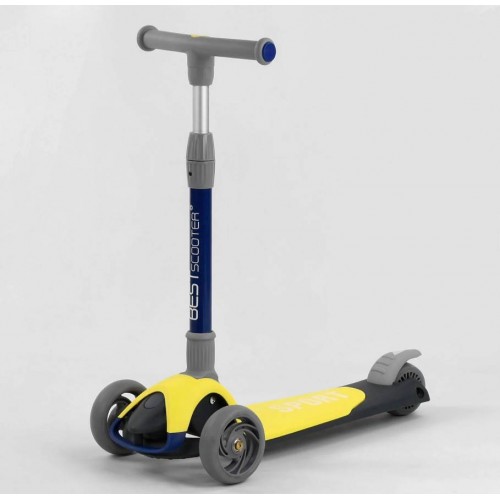 Самокат триколісний Best Scooter складане алюмінієве кермо, 3 колеса PU зі світлом Black/Yellow (102033)