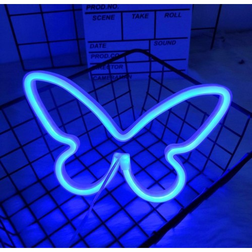 Настінний неоновий світильник нічник Angel Метелик Butterfly синій
