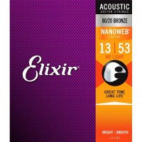 Струни для акустичної гітари Elixir 11182 Nanoweb 80/20 Bronze Acoustic HD Light 13/53 Струни для акустичної гітари Elixir 11182 Nanoweb 80/20 Bronze Acoustic HD Light 13/53