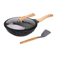 Сковорода ВОК алюмінієва з антипригарним покриттям та кухонною лопаткою MGC 30 см Чорний (HP-4-448)