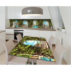 Наклейка 3Д вінілова на стіл Zatarga «Занедбаний дворик» 600х1200 мм для будинків, квартир, столів, кав'ярень,