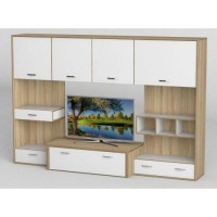 Стінка в вітальню Тиса Мебель Вітальня-104 Сонома Білий 1750x450x2380 мм Стінка в вітальню Тиса Мебель Вітальня-104 Сонома Білий 1750x450x2380 мм