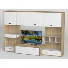 Стінка в вітальню Тиса Мебель Вітальня-104 Сонома Білий 1750x450x2380 мм