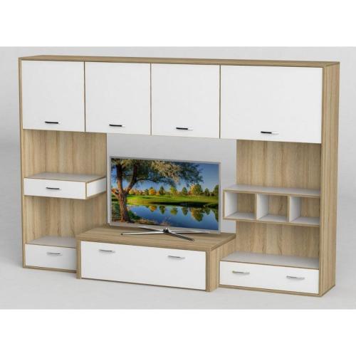 Стінка в вітальню Тиса Мебель Вітальня-104 Сонома Білий 1750x450x2380 мм Стінка в вітальню Тиса Мебель Вітальня-104 Сонома Білий 1750x450x2380 мм