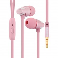 Дротові навушники 3.5mm Celebrat C8 вакуумні з мікрофоном 1.2m Pink