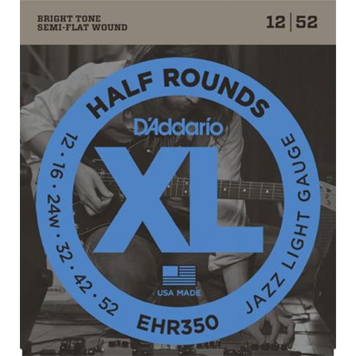 Струни для електрогітари D'Addario EHR350 Half Rounds Jazz Light Electric Guitar Strings 12/52 Струни для електрогітари D'Addario EHR350 Half Rounds Jazz Light Electric Guitar Strings 12/52