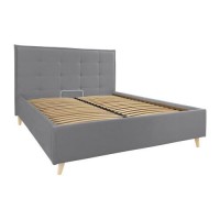 Ліжко Richman Двоспальне Monica VIP Wood На ніжках 160 x 190 см Simple Сірий