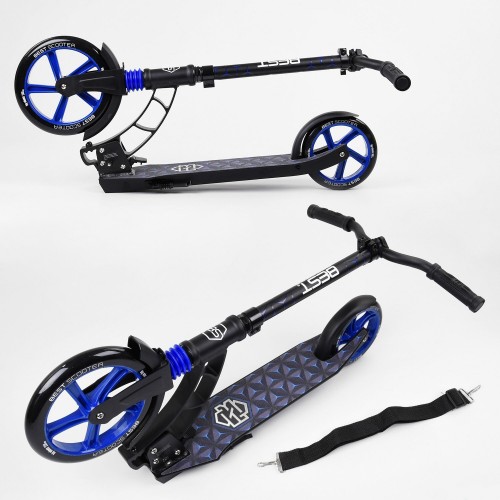 Самокат двоколісний Best Scooter з PU колесами 1 амортизатором Black/Blue (99663)