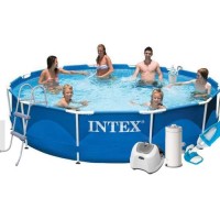 Каркасний басейн Intex 28210-7, 366 x 76 см (4 г/год, 3785 л/год, тент, підстилка, драбина, набір для догляду)