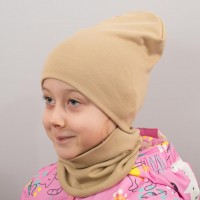 Дитяча шапка з хомутом КАНТА розмір 48-52 беж (OC-565)