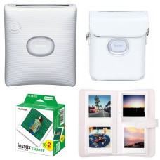 Подарунковий набір фотопринтер Fujifilm Instax SQ Link/Фотопапір 20 шт/Чохол/Фотоальбом на 80 фото Білий