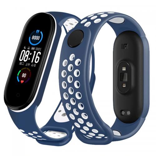 Ремінець Double Color Strap для Xiaomi Mi Band 5/6 Blue-White Ремінець Double Color Strap для Xiaomi Mi Band 5/6 Blue-White