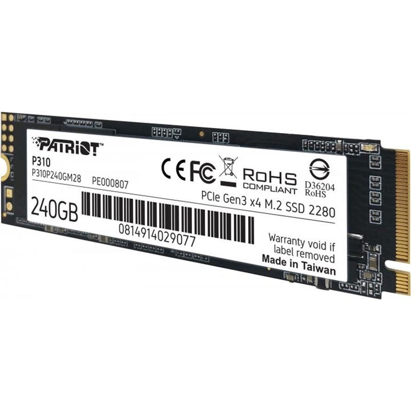 Накопичувач SSD 240GB Patriot P310 M.2 2280 PCIe NVMe 3.0 x4 TLC (P310P240GM28)
