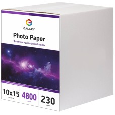 Фотопапір Galaxy 230 г/м2 глянець 10x15 см Білий 4800 шт (10512)