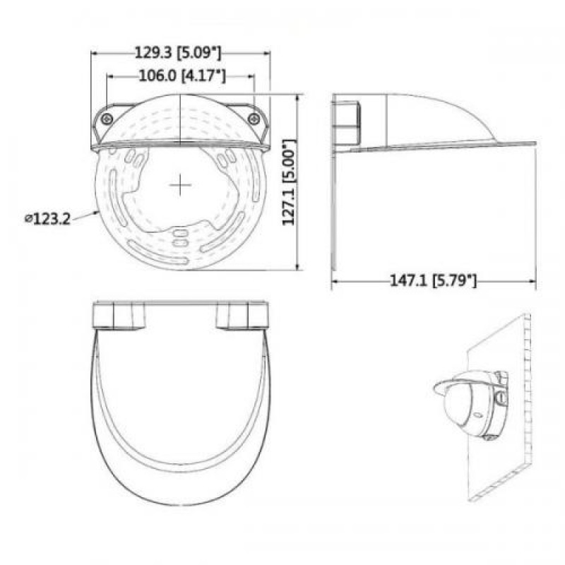 Захисний козирок із кронштейном Dahua PFA200W для купольних камер