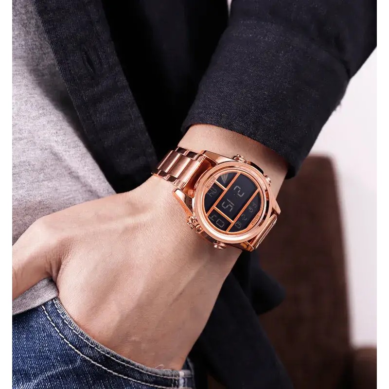 Наручний чоловічий годинник Skmei 1448 Indigo Рожеве золото