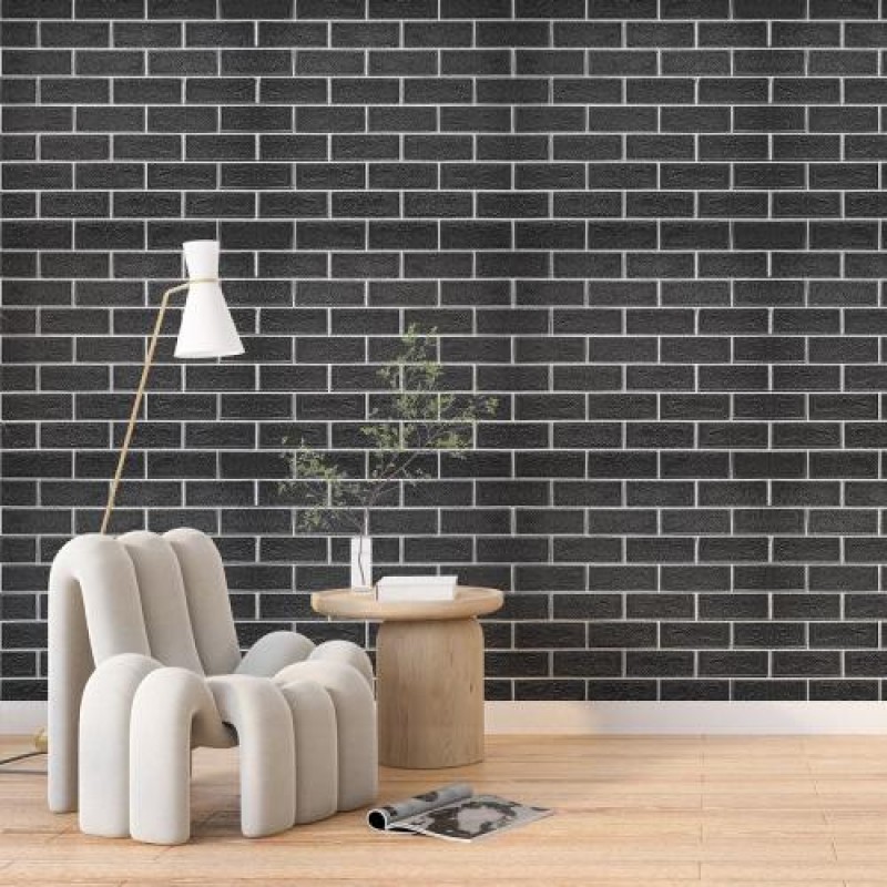 Самоклеюча стінова панель Sticker Wall Чорна 3D NEW CULTURAL WALL 70*70см*5мм BLACK+WHITE (D) SW-00001503