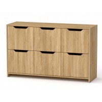 Комод з дверима Компанит 6Д 130х42х80 см Дуб сонома