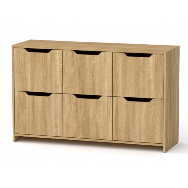 Комод з дверима Компанит 6Д 130х42х80 см Дуб сонома