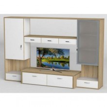 Стінка в вітальню Тиса Мебель Вітальня-111 Сонома Білий 1630x450x2330 мм