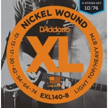 Струни для електрогітари D'Addario EXL140-8 Nickel Wound Light Top/Heavy Bottom Electric 8-Strings 10/74