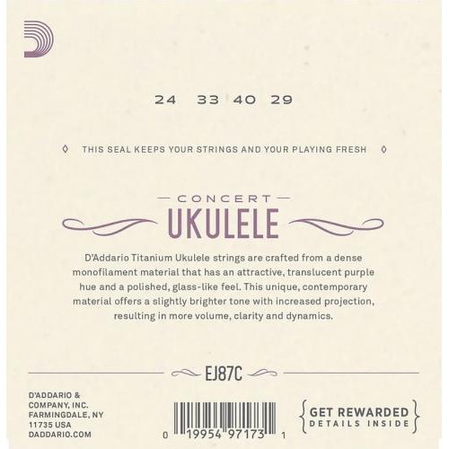 Струни для укулеле D'Addario EJ87C Titamium Concert Ukulele Strings 24/29 Струни для укулеле D'Addario EJ87C Titamium Concert Ukulele Strings 24/29