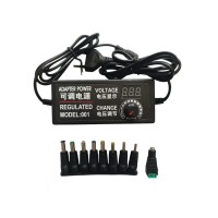 Блок живлення універсальний регульований 3-24В 2А 5.5x2.5 мм з перехідниками 9шт Чорний (3-24В2А) Foxsur
